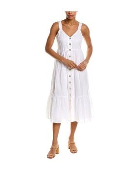 Rails White Button-Front Midi Sundress